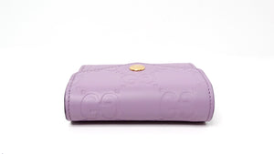 Gucci Lilac GG Embossed Leather Tri-Fold Square Wallet