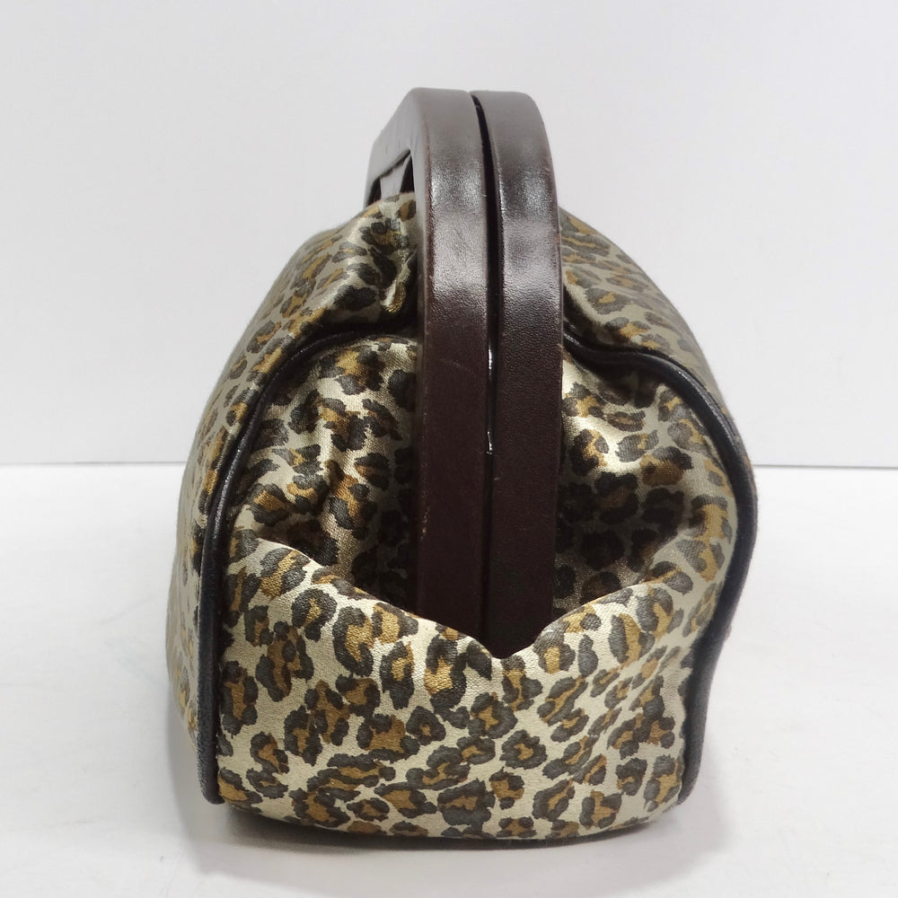 Bottega Veneta 1980s Leopard Print Satin Clutch