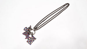 Christian Dior Crystal Charms & Silver-Tone Chain Pendent Necklace