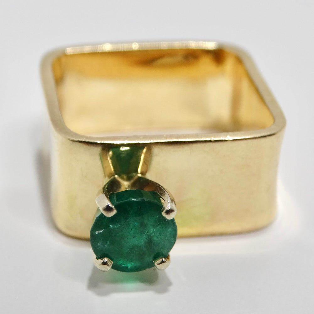 14K Gold Colombian Emerald Square Cocktail Ring