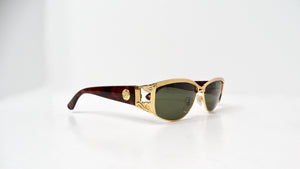 Gianni Versace 1990s S.62 Tortoise and Gold-Tone Green Tinted Sunglasses