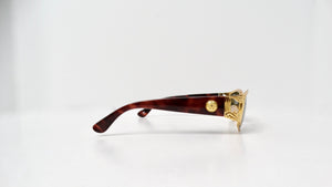 Gianni Versace 1990s S.62 Tortoise and Gold-Tone Green Tinted Sunglasses