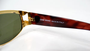 Gianni Versace 1990s S.62 Tortoise and Gold-Tone Green Tinted Sunglasses