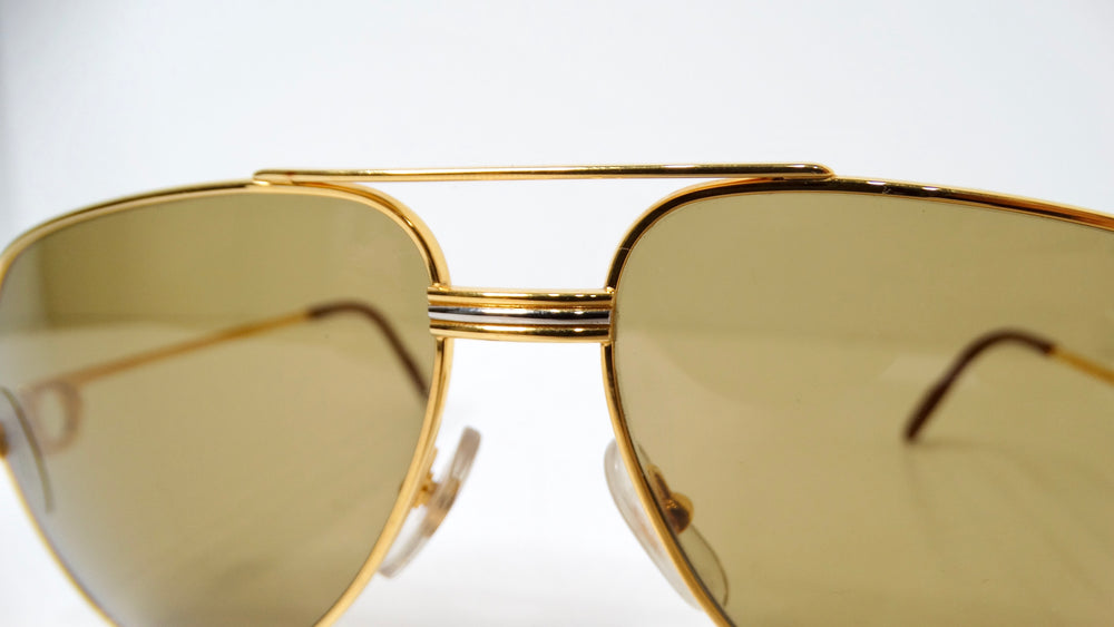 Cartier Vendome 1980s Louis Aviator Gold & Silver Tone Sunglasses