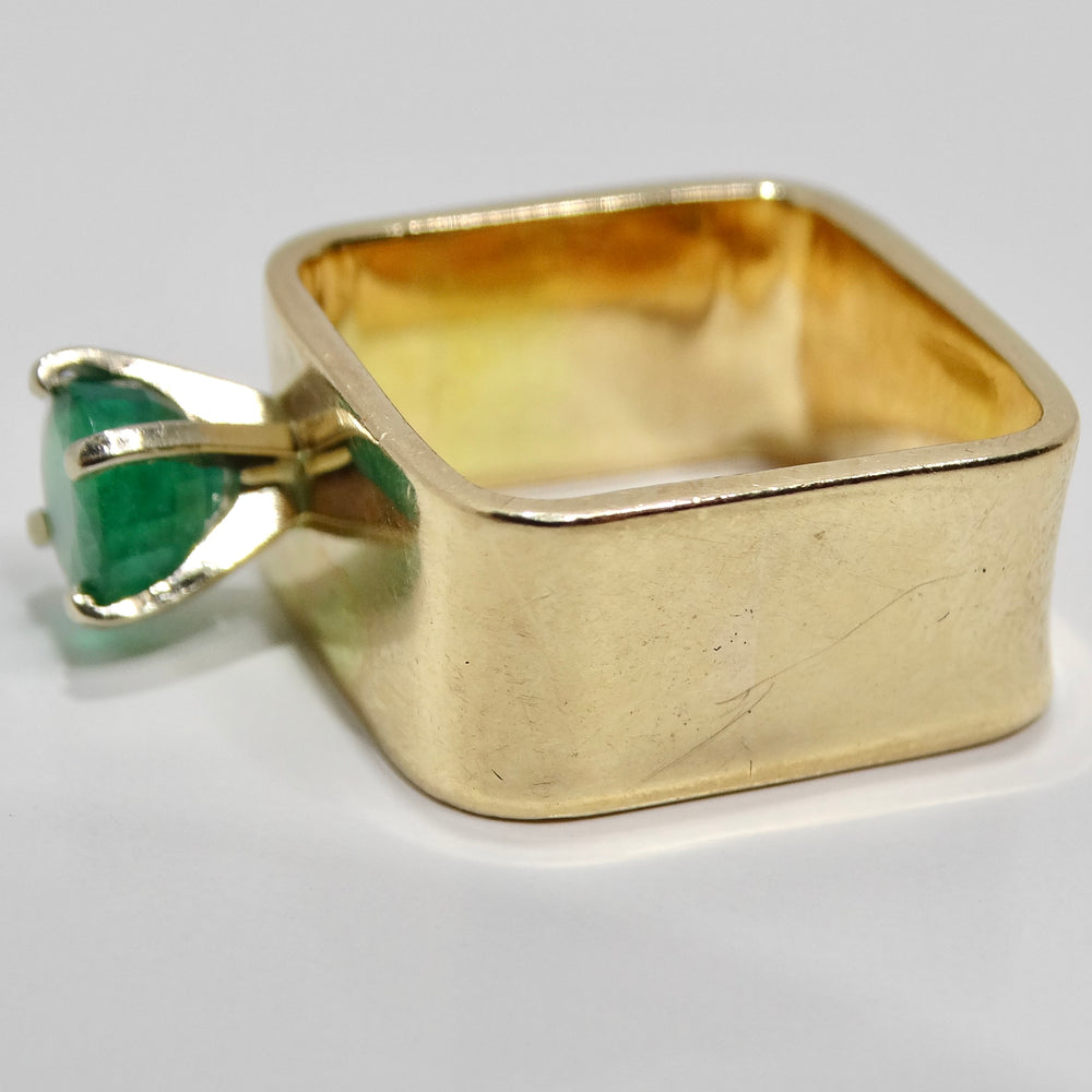 14K Gold Colombian Emerald Square Cocktail Ring