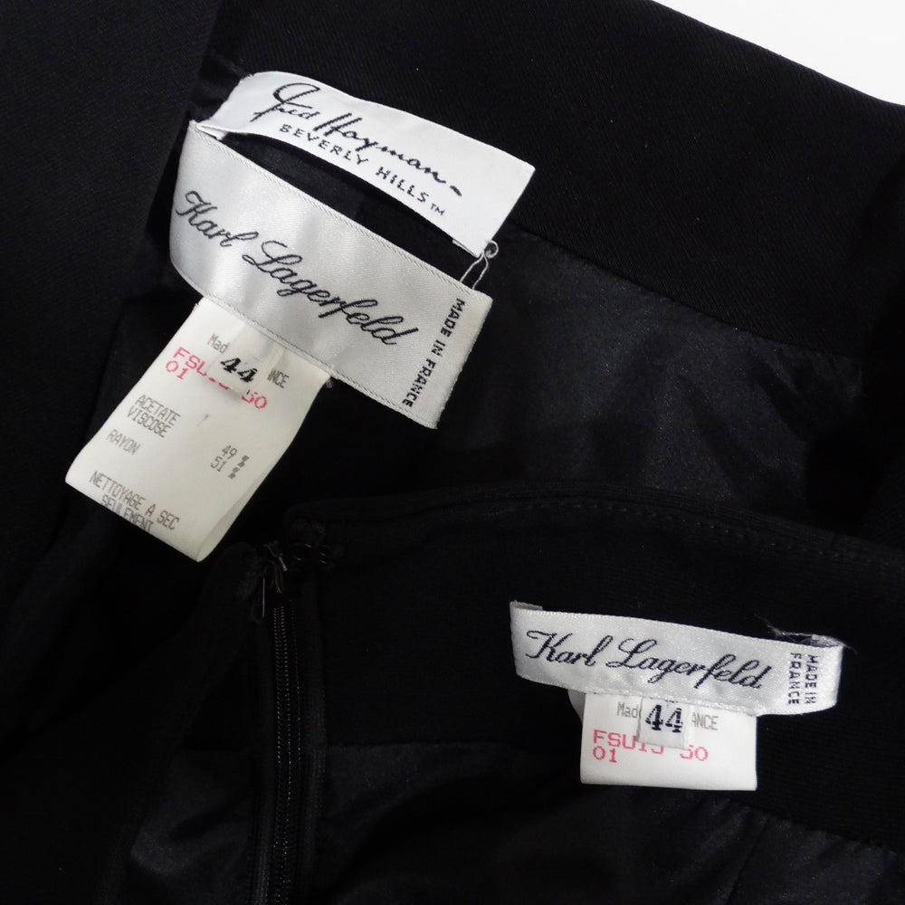 Karl Lagerfeld 1980s Asymmetric Black Skirt Suit