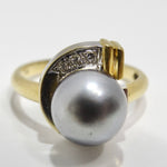 18K Gold Black South Sea Pearl Diamond Ring