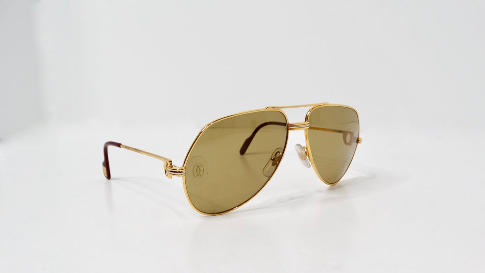 Cartier Vendome 1980s Louis Aviator Gold & Silver Tone Sunglasses