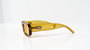 Gucci 1990s GG2409 Yellow Translucent Tinted Rectangular Frame Sunglasses