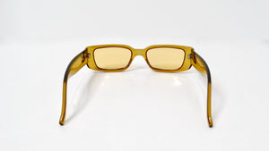 Gucci 1990s GG2409 Yellow Translucent Tinted Rectangular Frame Sunglasses