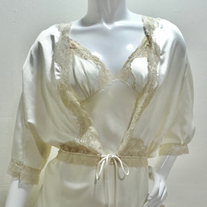 Christian Dior 1980s Ivory Satin Slip Dress and Blouse Set