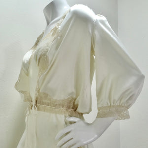 Christian Dior 1980s Ivory Satin Slip Dress and Blouse Set