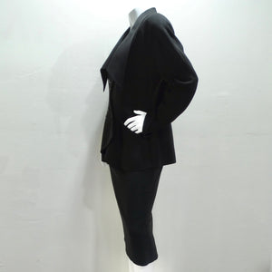 Karl Lagerfeld 1980s Asymmetric Black Skirt Suit