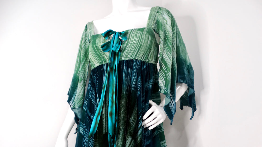 Anna Sui 2000s Teal Handkerchief Midi Dress Vintage by Misty Anna Sui 2000s Teal Handkerchief Midi Dress Vintage by Misty
