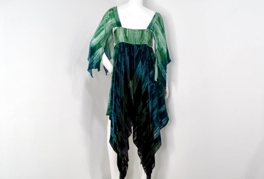 Anna Sui 2000s Teal Handkerchief Midi Dress