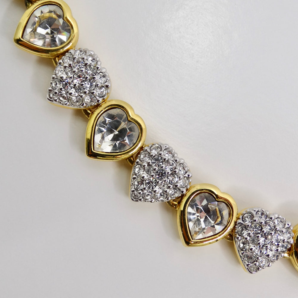 Swarovski Vintage 14K Gold Plated Crystal Heart Choker