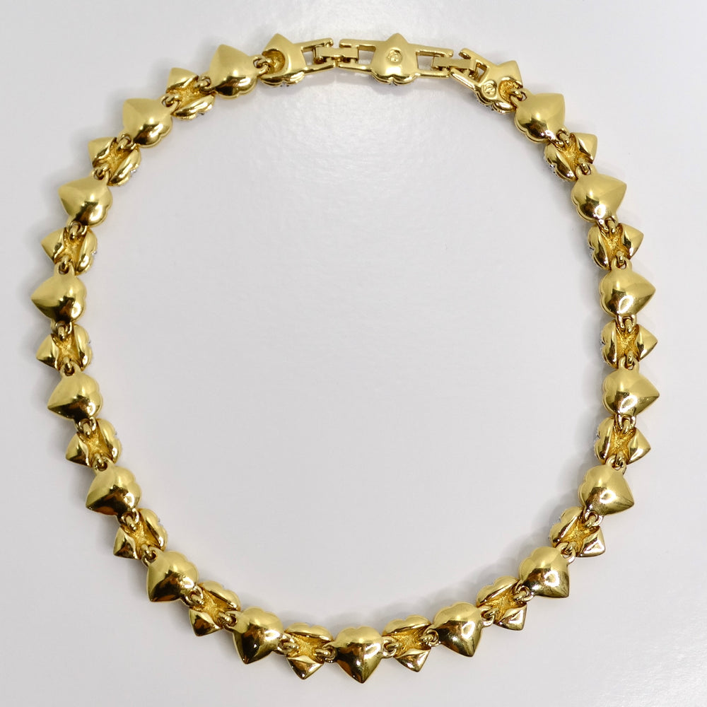 Swarovski Vintage 14K Gold Plated Crystal Heart Choker