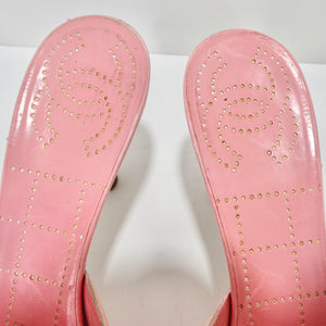 Chanel Hot Pink Leather CC Logo Mules