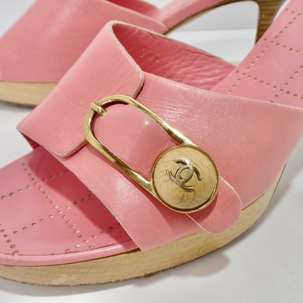 Chanel Hot Pink Leather CC Logo Mules