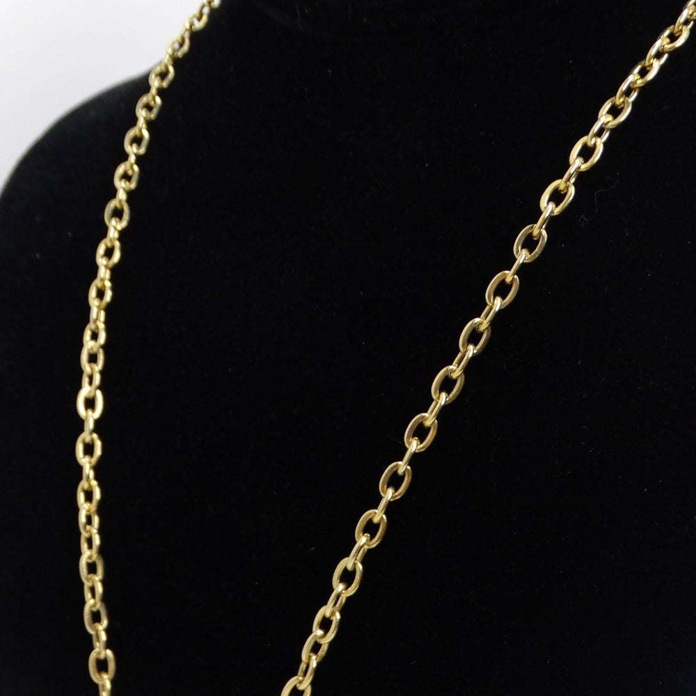 1980s 18K Gold Plated Blue Marble Pendent Necklace