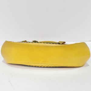 Moschino Vintage Yellow Leather Tweed Handbag