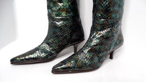 Tom Ford for Gucci 1997 Deep Green Knee High Python Boots