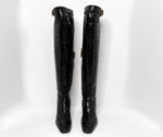 Tom Ford Black Crocodile Embossed Leather Knee Hight Boots