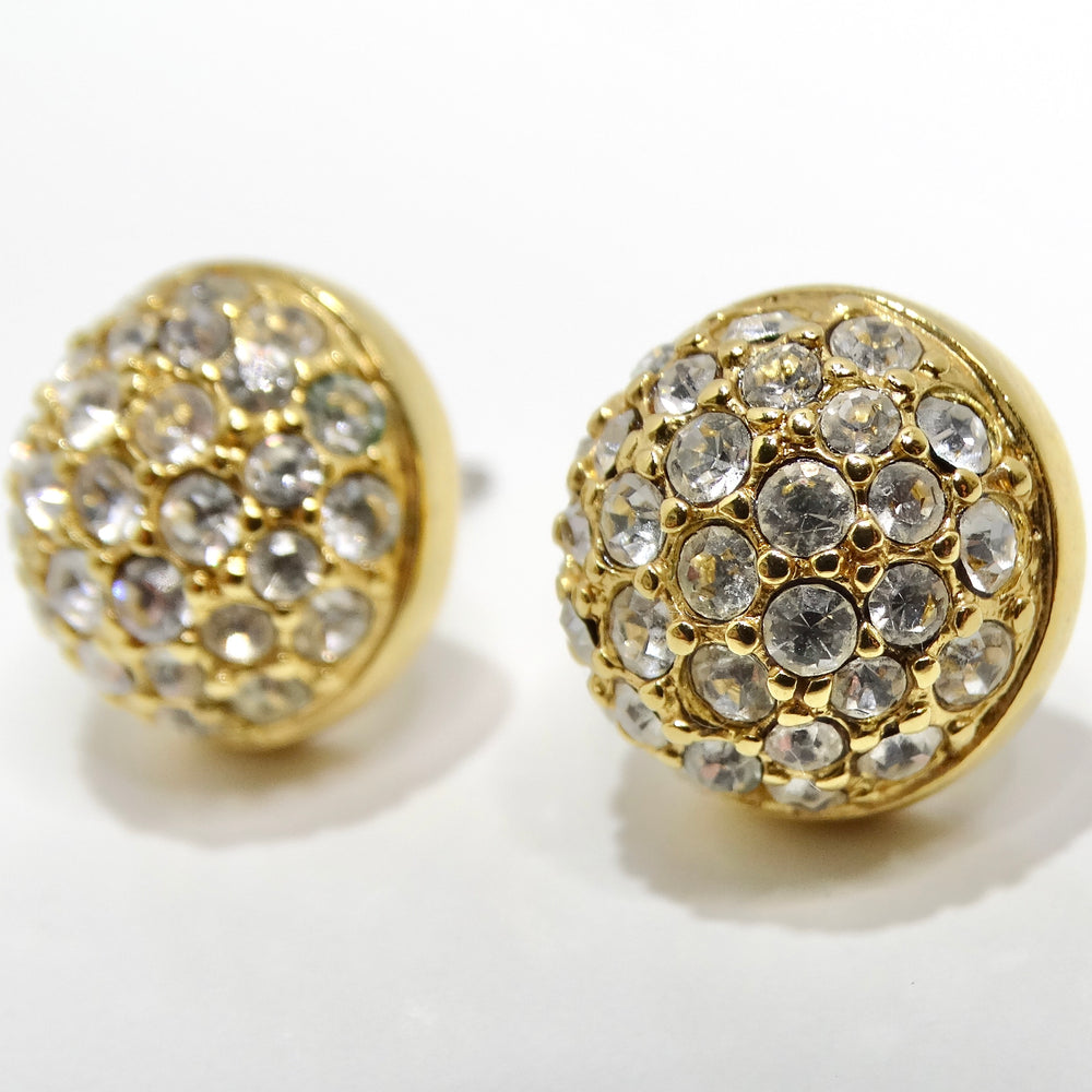 Swarovski Vintage 18K Gold Plated Rhinestone Stud Earrings