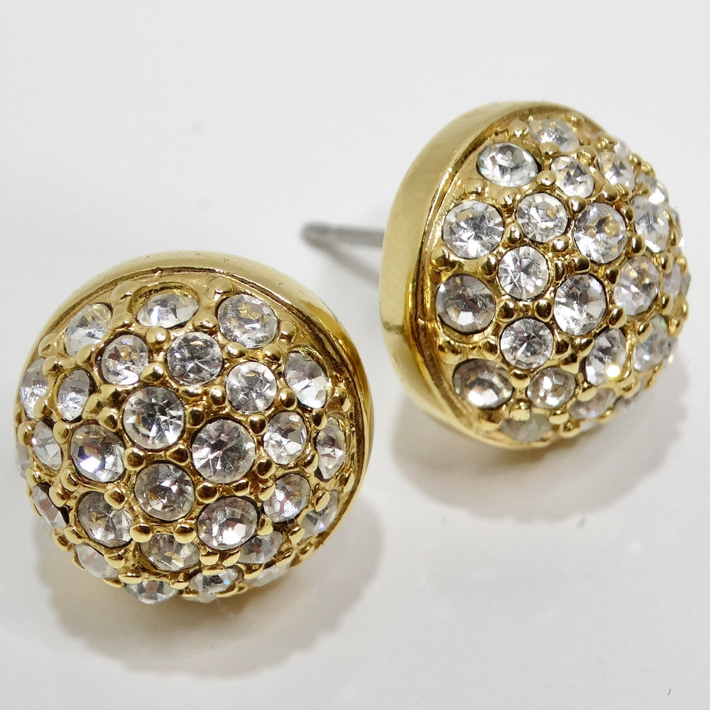 Swarovski Vintage 18K Gold Plated Rhinestone Stud Earrings