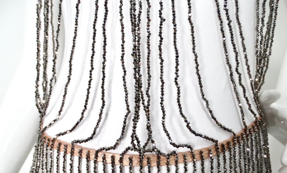 Agent Provocateur Yarolika Gunmetal Crystal Beaded Droplet Playsuit