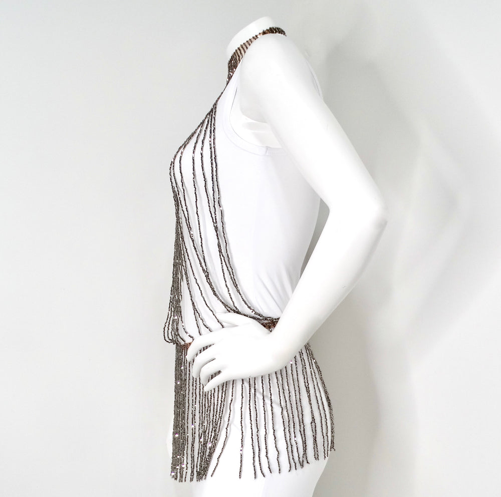 Agent Provocateur Yarolika Gunmetal Crystal Beaded Droplet Playsuit