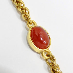 Chanel 1995 Gold Tone Gripoix Glass Pendant Necklace