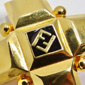 Fendi 1980s Gold Plated FF Large Brooch