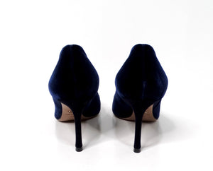 Christian Dior Tresor Blue Velvet Crystal Embellished Pumps circa 1990s