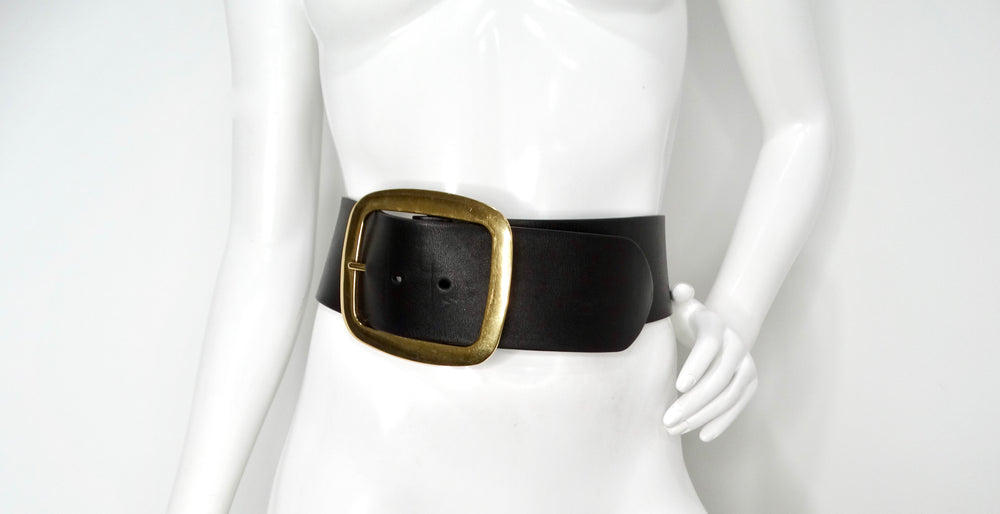 Phoebe Philo for Celine 2012 Large Leather Gold Plated Brass Buckle Corset Belt