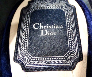 Christian Dior Tresor Blue Velvet Crystal Embellished Pumps circa 1990s