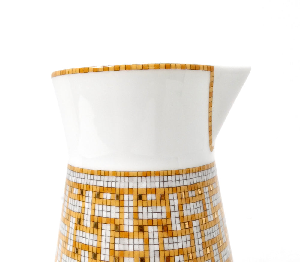 Hermes Mosaique au 24 Van Quatre Gold Porcelain Creamer Milk Pot