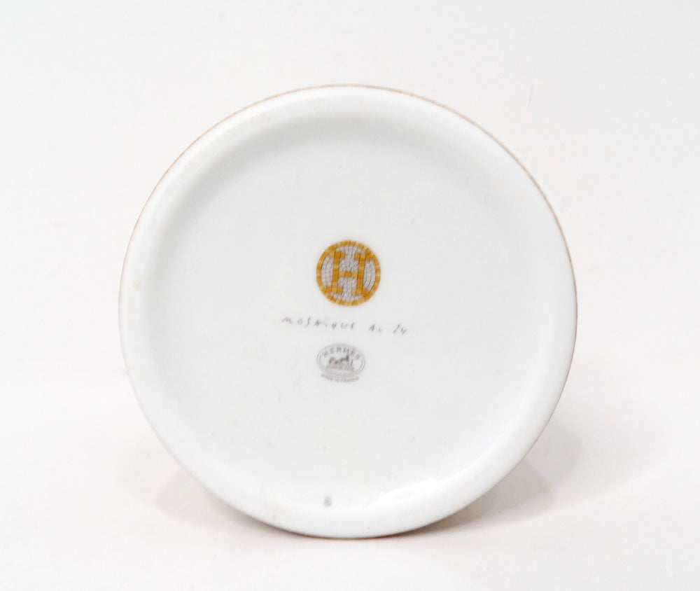 Hermes Mosaique au 24 Van Quatre Gold Porcelain Creamer Milk Pot