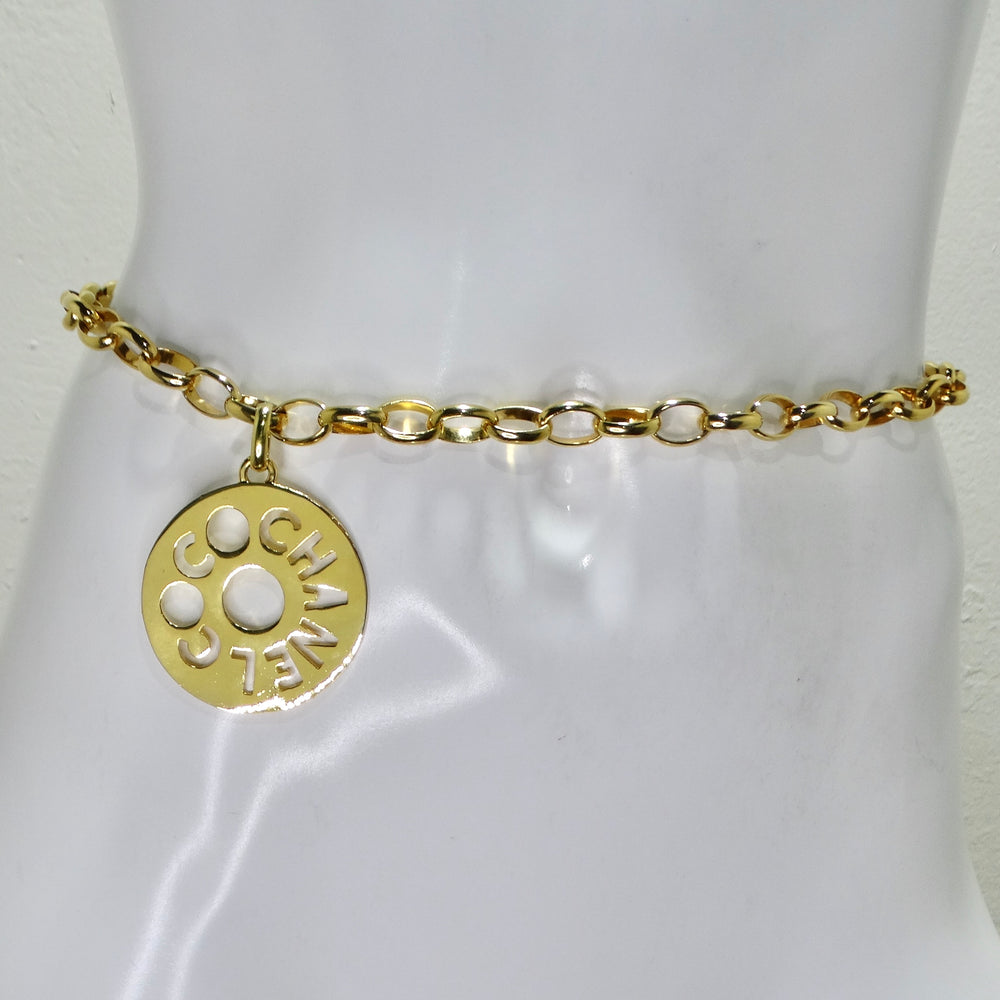 Chanel 1970s Gold Tone Oversize Pendant Necklace