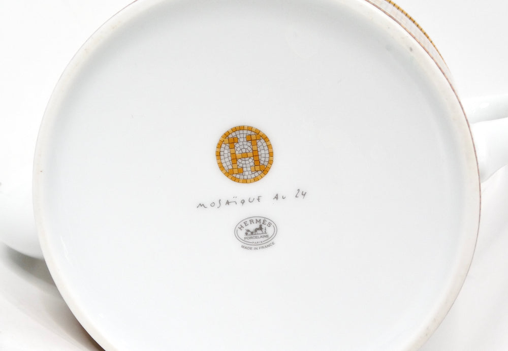 Hermes Mosaique au 24 Van Quatre Gold Porcelain Teapot