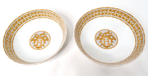 Hermes Mosaique au 24 Van Quatre Gold Porcelain Bowl Set of 2