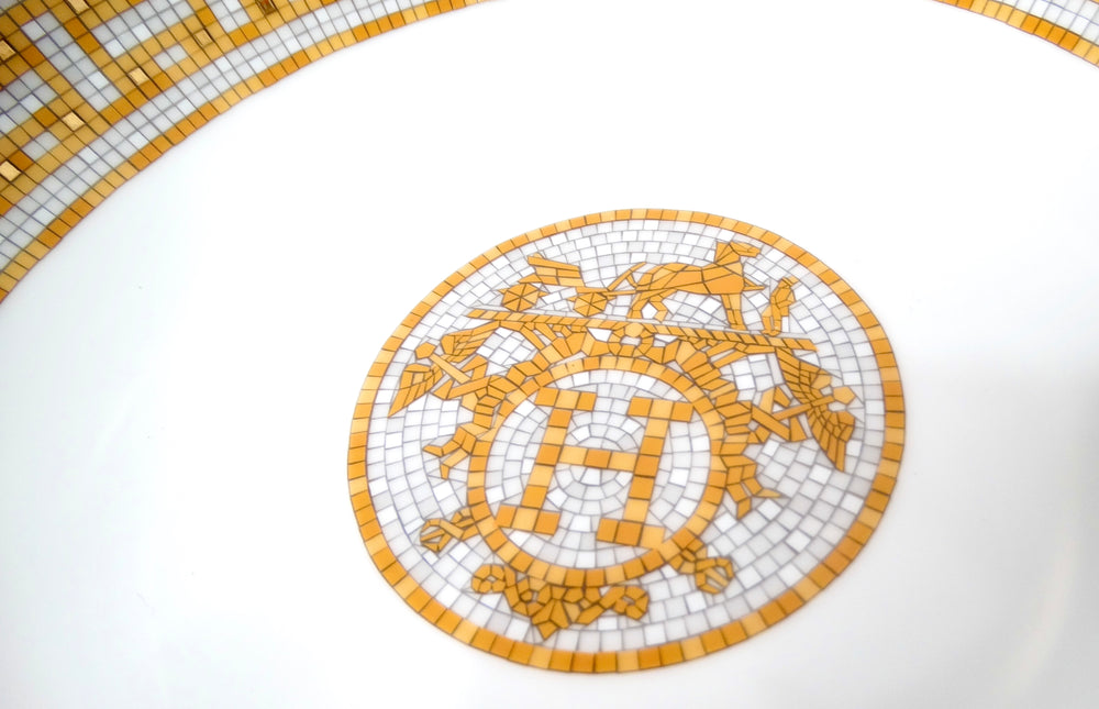 Hermes Mosaique au 24 Van Quatre Gold Porcelain Bowl Set of 2