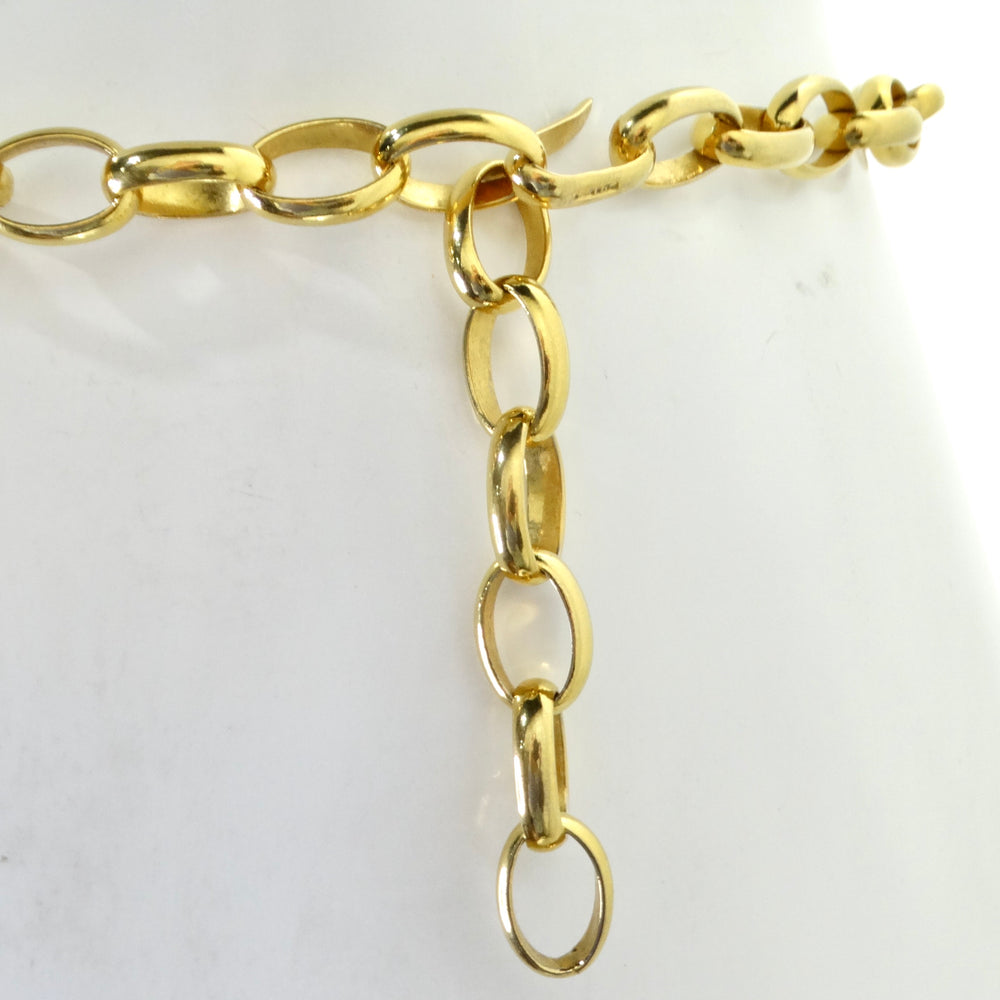 Chanel 1970s Gold Tone Oversize Pendant Necklace