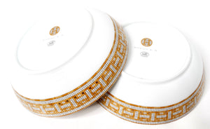 Hermes Mosaique au 24 Van Quatre Gold Porcelain Bowl Set of 2