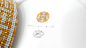 Hermes Mosaique au 24 Van Quatre Gold Porcelain Bowl Set of 2