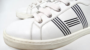 Hermes Advantage White & Black Leather Sneakers