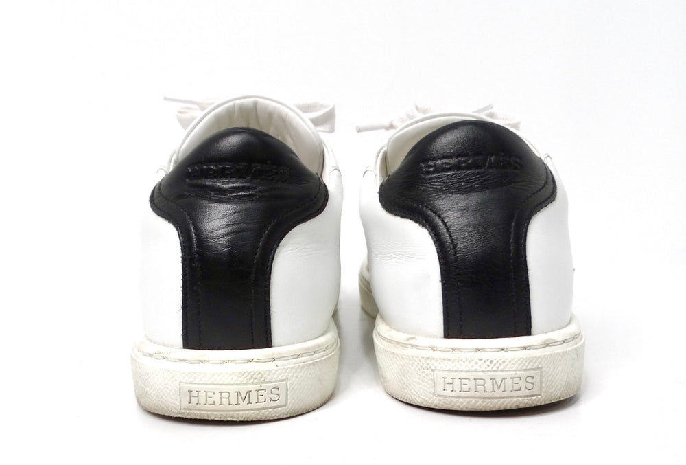 Hermes Advantage White & Black Leather Sneakers