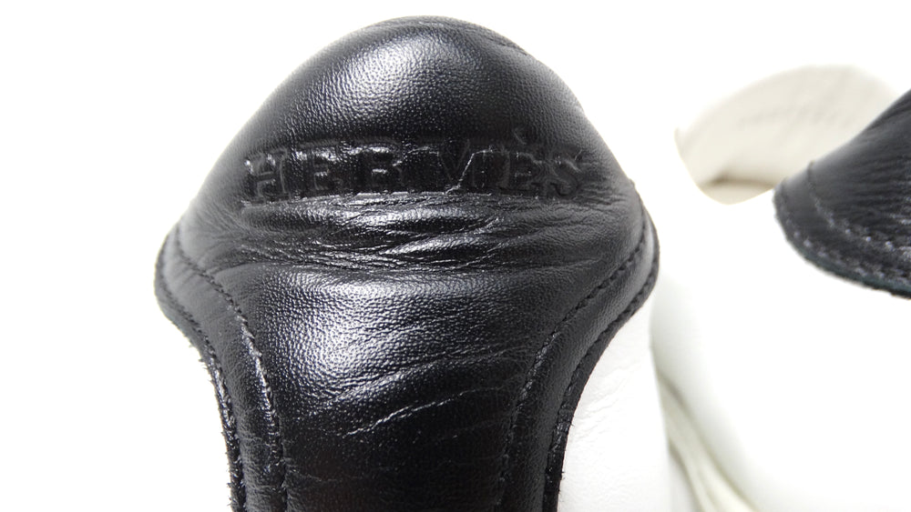 Hermes Advantage White & Black Leather Sneakers