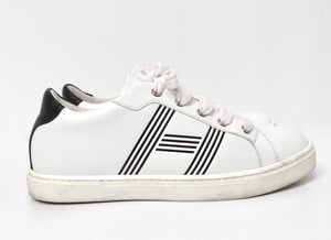 Hermes Advantage White & Black Leather Sneakers
