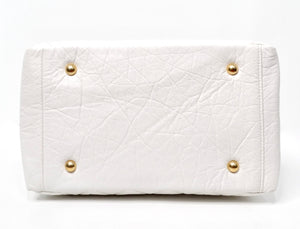 Chanel White Quilted Aged Calfskin Double-Sided Bowling Bag